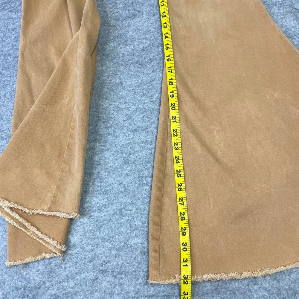We The Free People Lace Up Back Curvy Just Float On Flare Jeans 29 Tan Boho